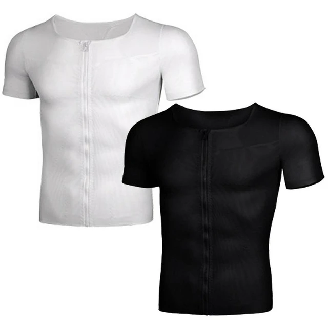 Top de compresión de manga corta para hombre, camiseta ajustada al pecho,  chaleco de entrenamiento, suave - AliExpress