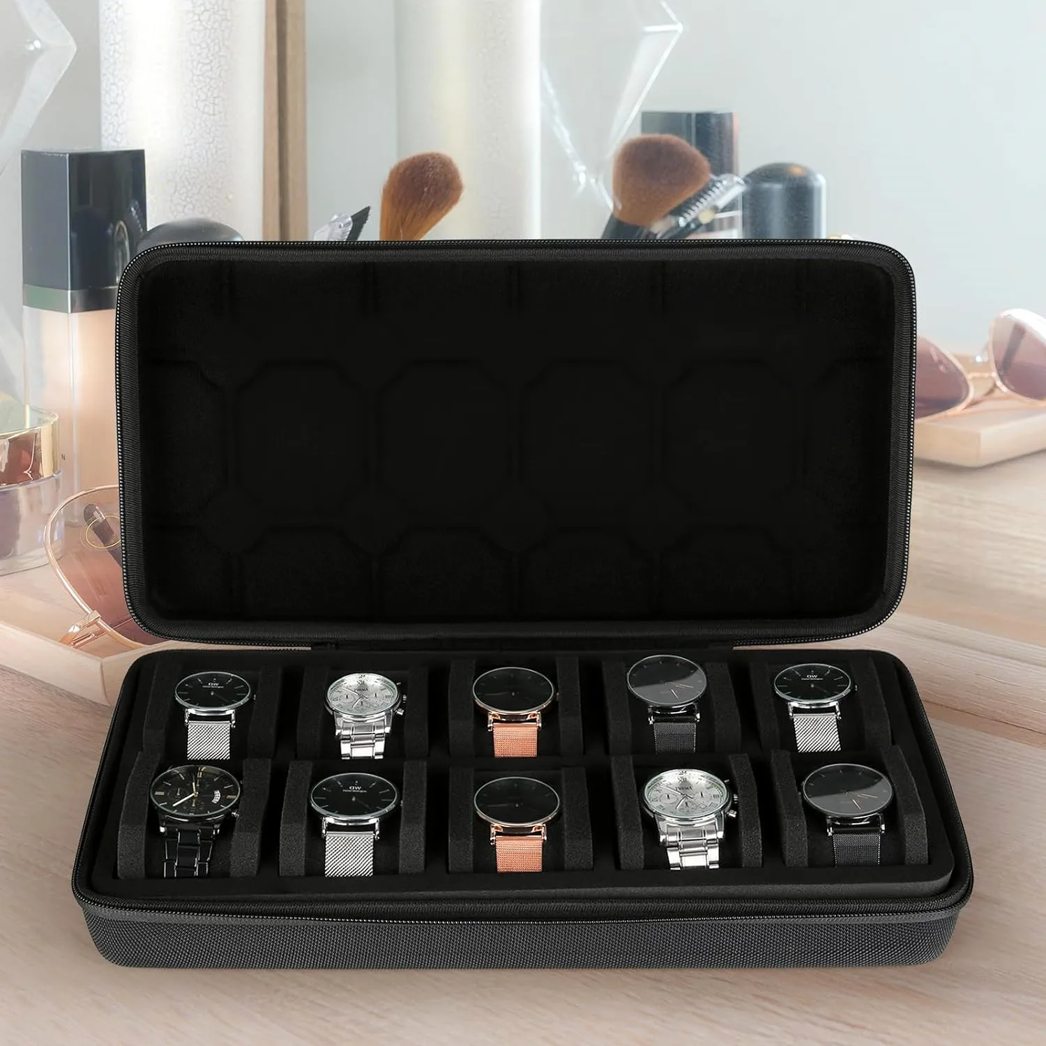 Watch Storage Box 10 Slots Watch Zipper Travel Case Portable Organizer Display Holder for Wristwatches and Smart Watches watch storage box watch storage bag watch storage pouch