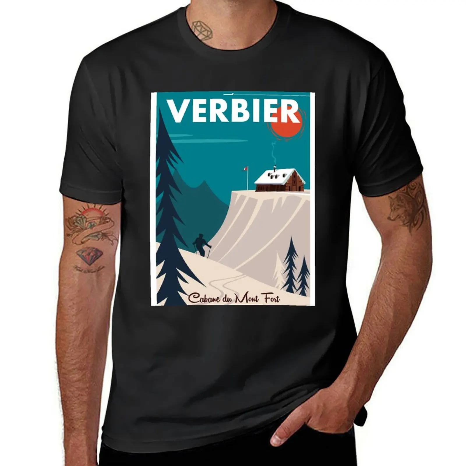 

Verbier Mont Fort poster T-Shirt cute clothes kawaii clothes customs animal prinfor boys men t shirt