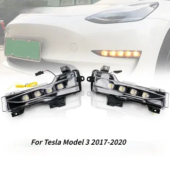 Per Tesla Modello 3 2018 2019 2020 2021 2022 2023 DRL12V Luci Auto LED Luce di Marcia diurna Anteriore Fendinebbia Che Scorre Indicatori di direzione