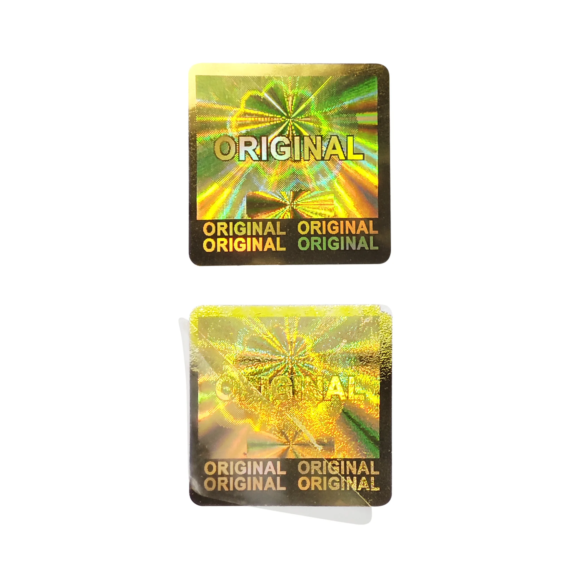 15X15mm 골드 스티커 보증 찢어짐 유효하지 않은 스티커 변조 방지 명백한 안전 씰 원본 정통 홀로그램 스티커 100PCS
