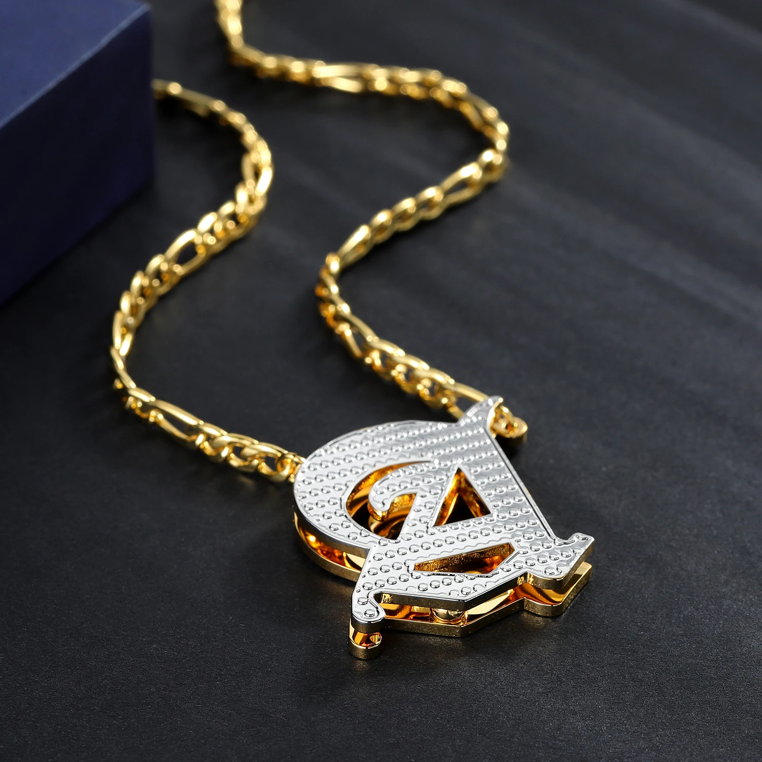 Benutzerdefinierte doppelt plattierte gotische Anfangsbuchstaben-Halskette, personalisierter individueller Buchstaben-Anhänger aus Edelstahl für Frauen, Schmuck, Geschenke – Detail 5