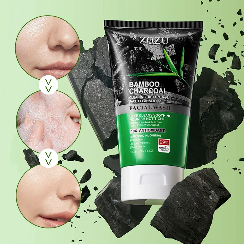 Removes Blackheads Deep Cleans Pores Softens Cuticles Absorbs Excess Oil and Dirt Bamboo Charcoal Extract Face Wash Safe Natural 2