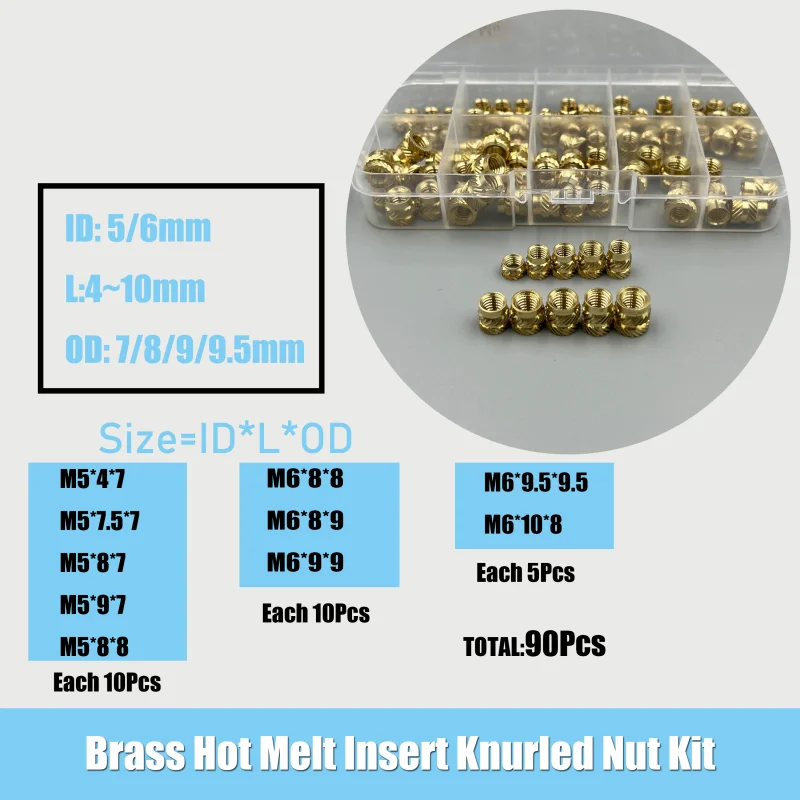 Premium Brass Heat Insert Nut Kit for 3D Printing and Plastic Embedding
