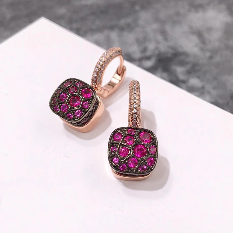Classic French Brand Jewelry Honeycomb Style Earring 7 Kinds Of Stone Colors Trendy Drop Earrings For Women Birthday Gifts