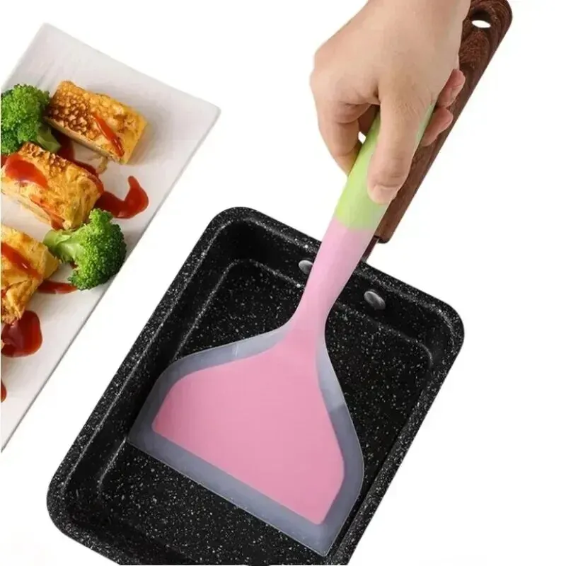 Egg Spatula 1PCS Random Color Silicone Kitchen Ware Cooking Utensils Beef Meat Egg Kitchen Scraper Wide Pizza Shovel