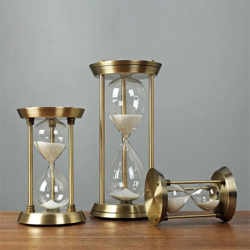 1/3/5/10/15/30/60 Minutes Metal Vintage Hourglass Handmade Glass Creative Sand Clock Timer Anti Fall Sandglass Home Decorations sand timer liquid hourglass timer colored hourglass