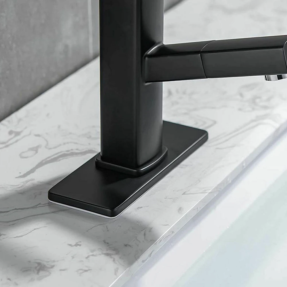 

Brand New Faucet Cover Plate Faucet Deck Plate 162*63*mm Black/Gold/Silver For Most Single Hole Faucet Resist Scratches