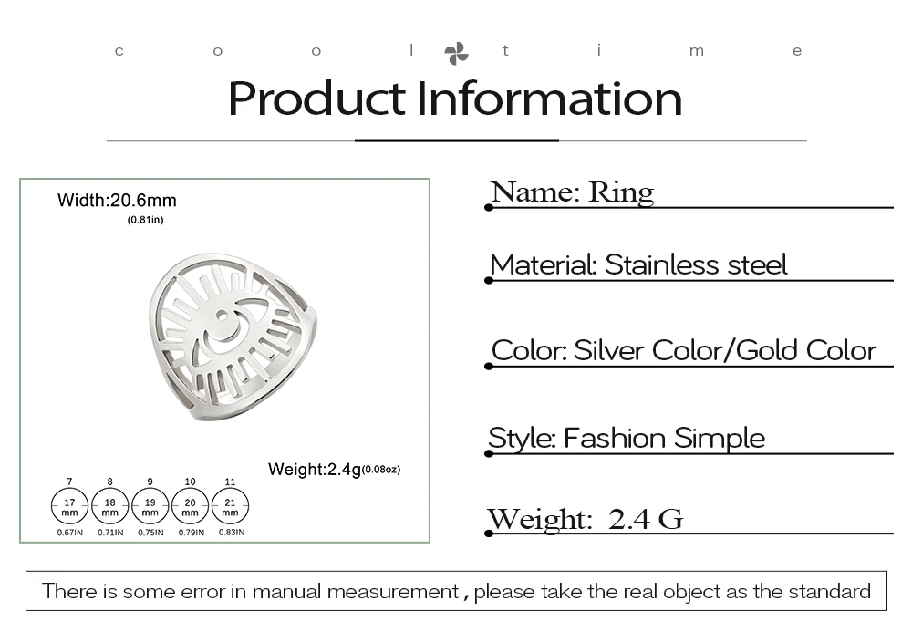 COOLTIME Türkischer böser Blick Ring für Frauen Edelstahl Glück Amulett Fingerringe Vintage Schmuck Paar Hochzeits geschenk Großhandel – Detail 2