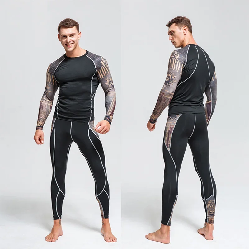 New Men Thermal Underwear Sets Compression Fleece Sweat Quick Drying Thermo Underwear Men Clothing Long Johns