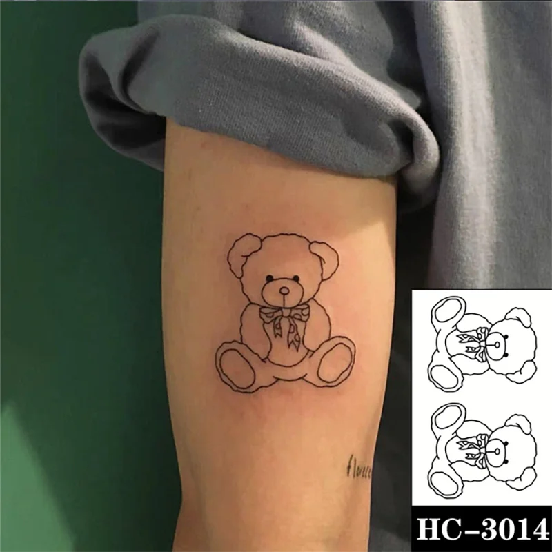 

Cute Black Bear Design Waterproof Temporary Tattoo Ladies Men Body Art Fake Tattoo Sticker