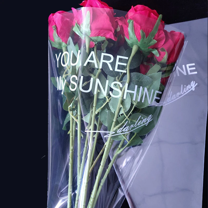 100 Sacchetti In Cellophane Trasparente Con Fiori - Per Bouquet, San Valentino, Matrimoni E Regali - Foto 2