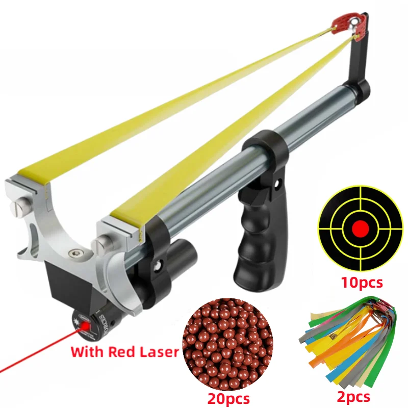 

Telescopic Slingshot High Power Rubber Band Slingshots with Red Laser Stainless Steel Outdoor Hunting Catapult