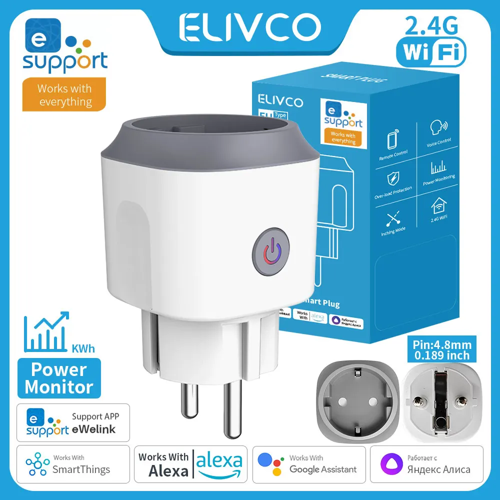 eWelink 16A/20A Smart Plug WiFi EU Socket With Power Monitor Timing Function Sup