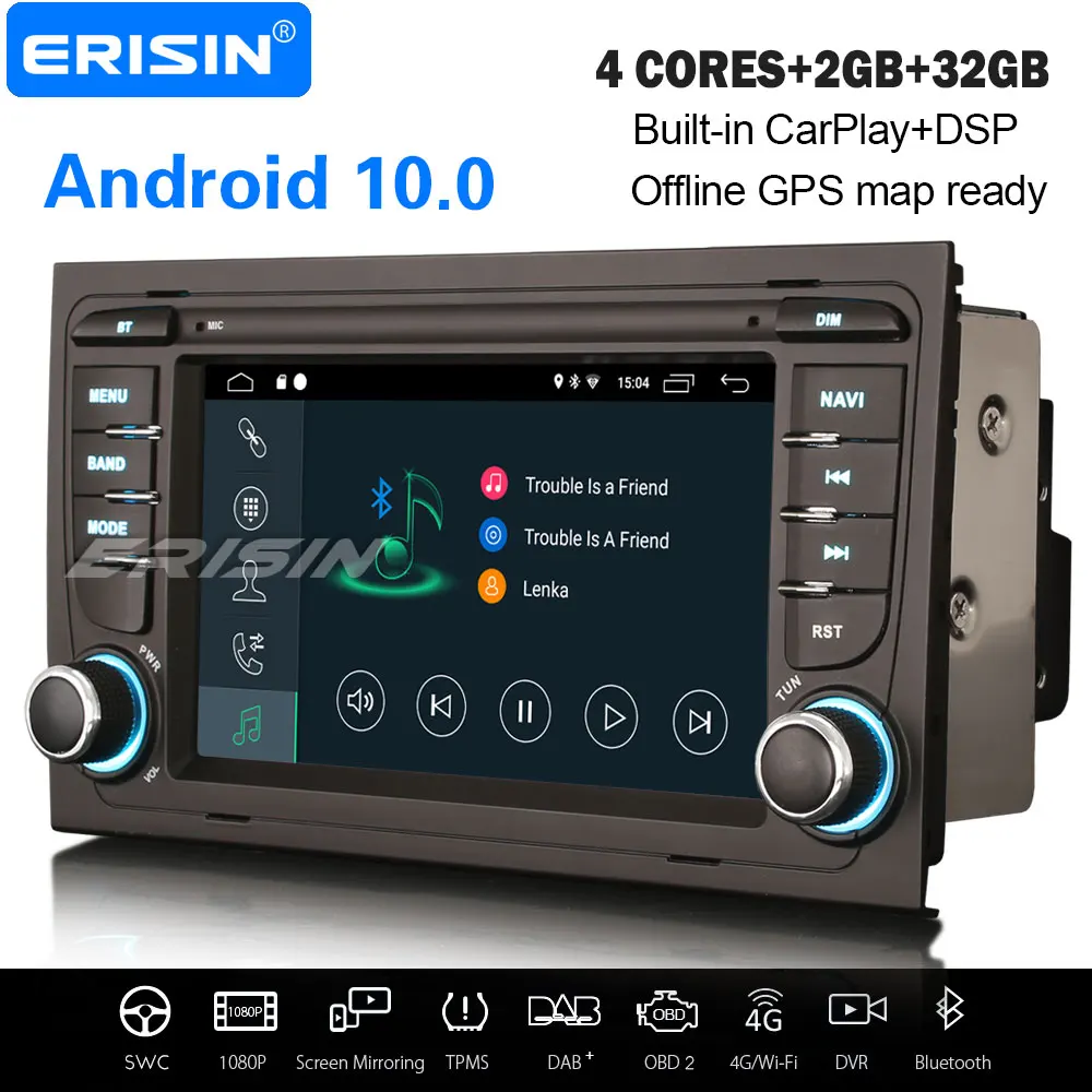 Erisin AUTORADIO 7" Android 9.0 Quad cORE 2GB 16GB AUDI A4 S4 RS4 B9 B7 SEAT EXEO 
