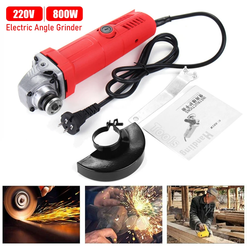 

800W 220V Portable Mini Angle Grinder 100MM Electric Polishing Grinding Machine Cutting Diamond Cutting Household Grinder Tool