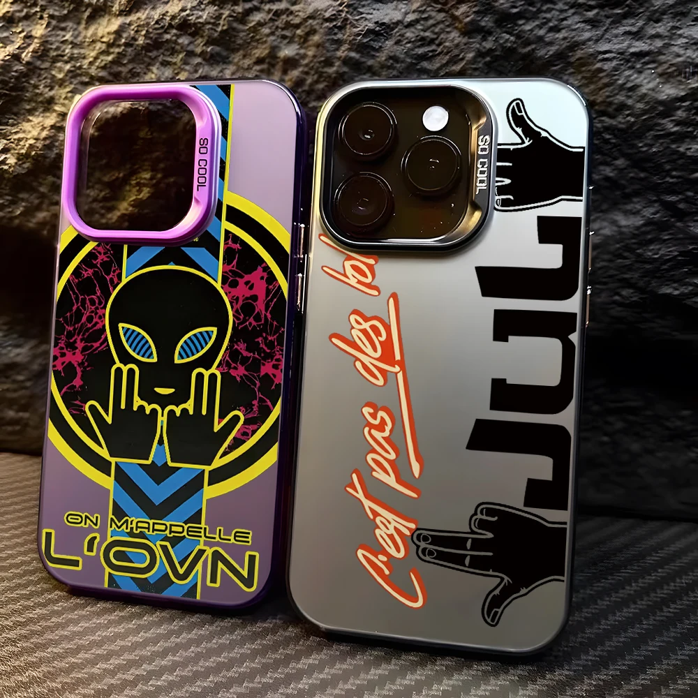 coque de téléphone rappeur jul c'est pas des lol, étui rigide mat pour apple iphone 16 15 14 plus 13 12 11 iphone16 pro max x xs xr 8 7