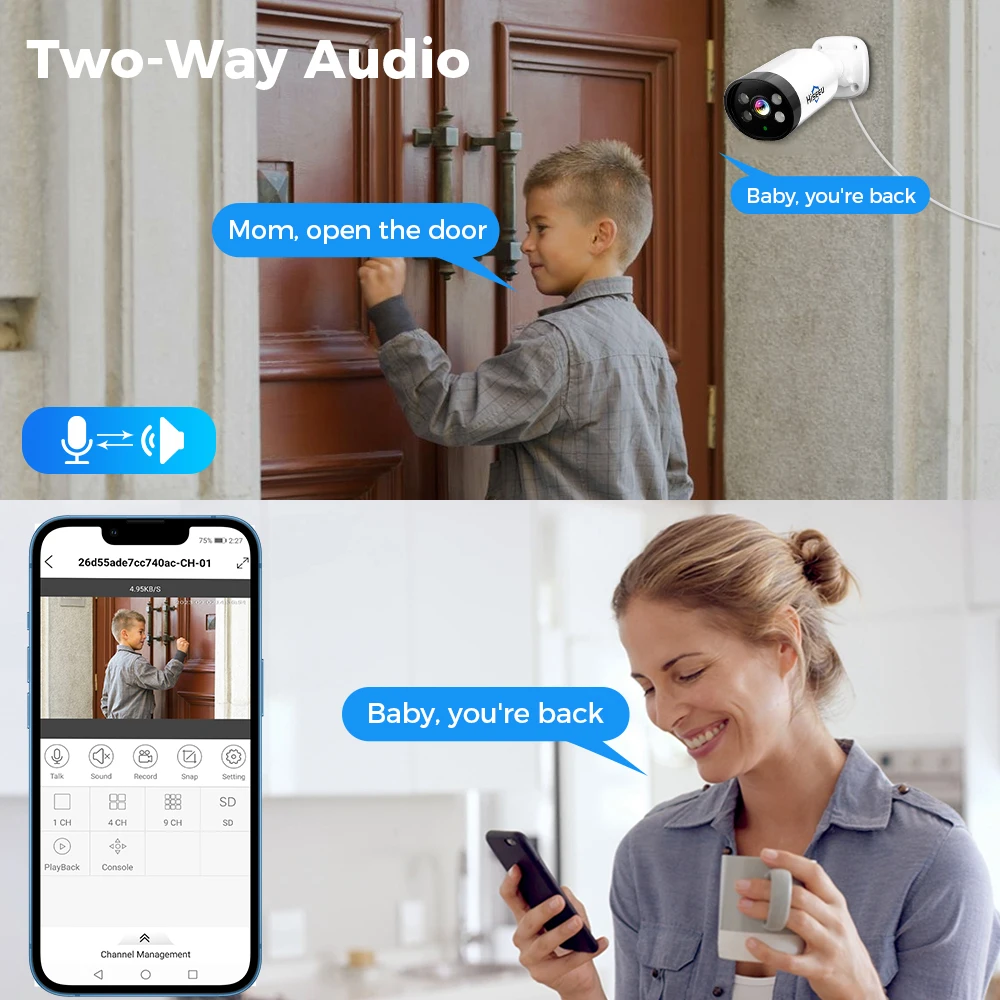 Hiseeu 3.6 مللي متر 3MP POE كاميرا اتجاهين الصوت O...