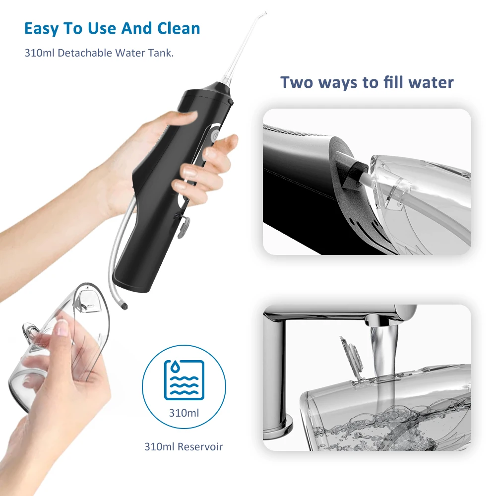  Irrigator USB   Flosser ޴ ġ  Ʈ 310ML  ũ  ġ Ŭ