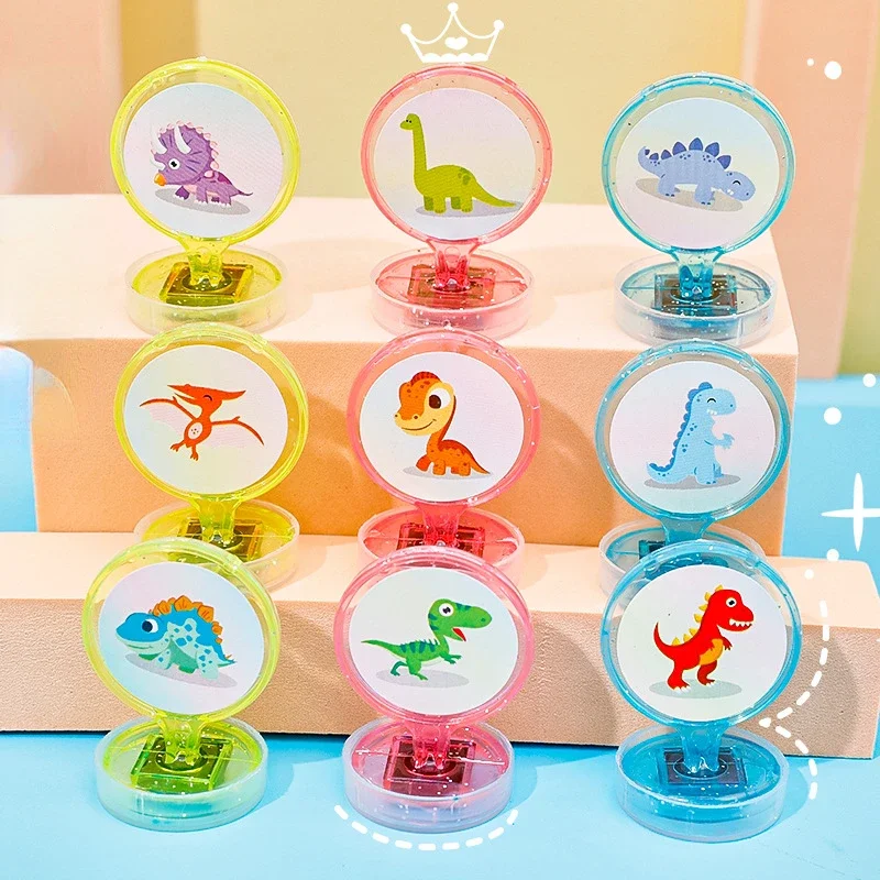 10 Pcs Assorted Stamps for Kids Self-ink Stamps Children Toy Stamps Dinosaurs Seal Scrapbooking DIY Painting Photo Album Decor