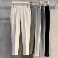 Slim Fit Men's Business Casual Pants Anti-Wrinkle No Ironing Required Autumn Spring Nine Point Small Foot West Pants Trendy