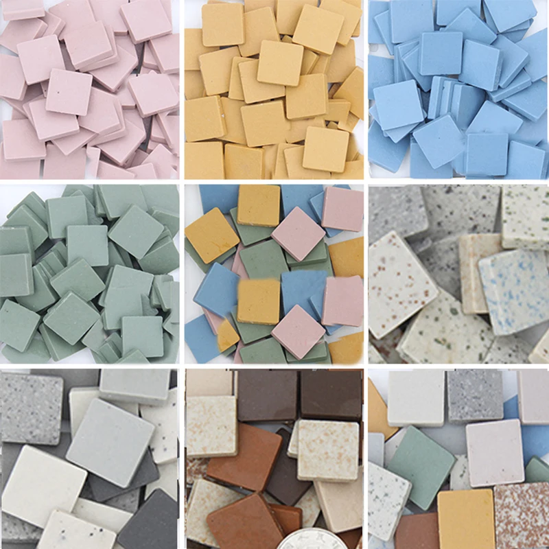 100g Square Ceramic Mosaic Tiles Creative Vntage Mosaic Piece DIY Mosaic Making Stones for Craft Hobby Arts Home Wall Decoration