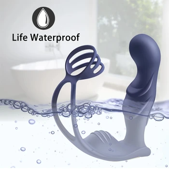 Male Prostate Massager Vibrator Butt Plug With Dual Penis Cock Ring Remote Sex Toy For Men Women Couple 3 in 1 Anal Toy Cockring 2