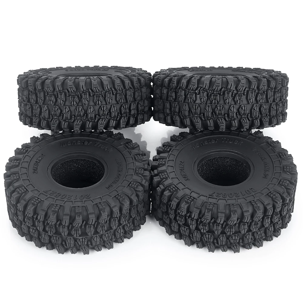 MIBIDAO 4 Stück 1,0 Zoll All-Terrain-Schlamm-Gummi-Radreifen für TRX-4M 1/18 Axial SCX24 1/24 RC Crawler Car Upgrade-Teile – Detail 29