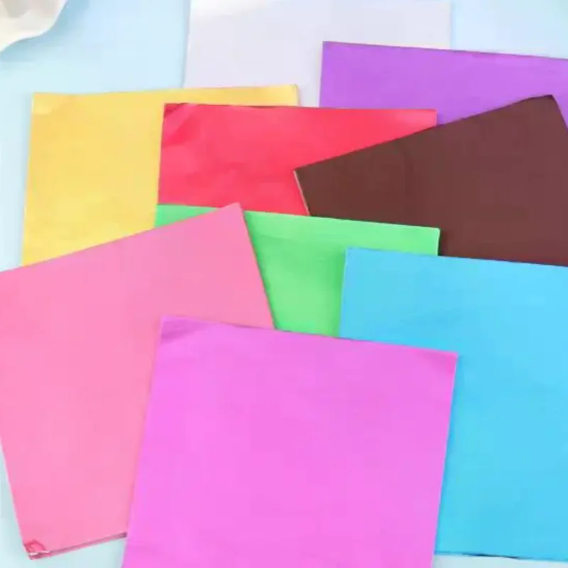 100Pcs 15x15CM Aluminum Foils Wrapping Paper Sheets Foil Candy Package Paper Chocolate Wedding Party Candy Packaging