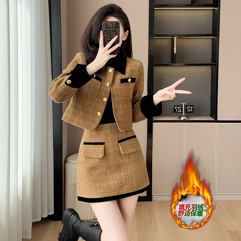 【BADDIARY】Cram Tweed Short Jacket + Skirt Set ★S/M Amazon.com: Women Korea Elegant Tweed Small Fragrance Short