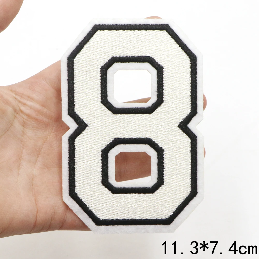 1pc weiß 11,3 cm 0-9 Nummer Buchstaben Patches für Kleidung Hut Jacke shose nähen Stickerei Applique Patches auf Kleidung dekorieren DIY – Detail 12