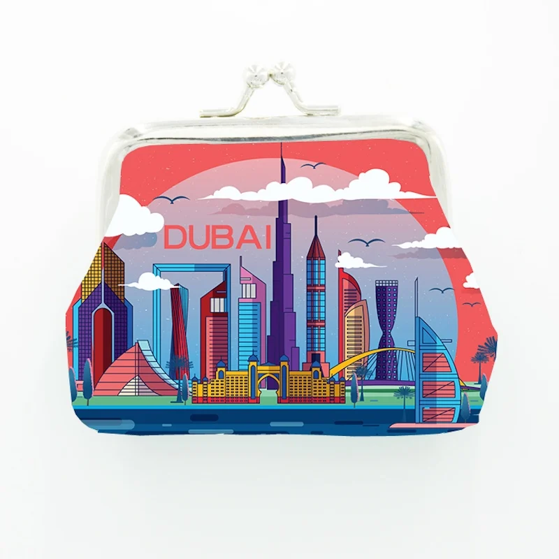 60PCS/Lot Customized  PU Leather Coin Purse Full-Color Printing Badge Wallet Logo Artist Designer Dubai Souvenir Wholesale Bag