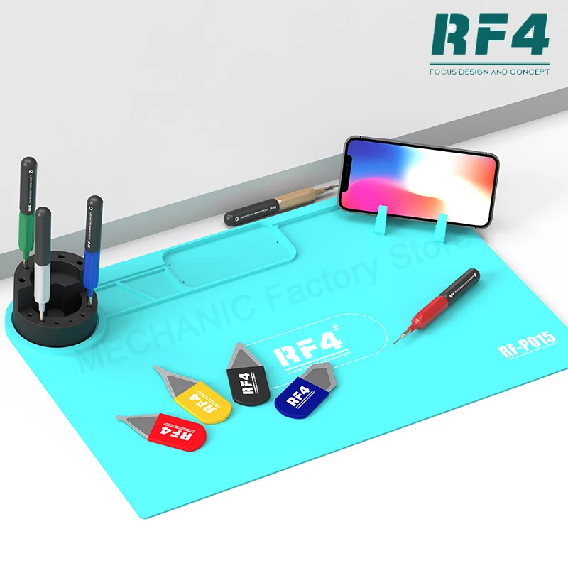 

RF4 RF-P015 Silicone soldering Mat Welding 450x280MM BGA Desktop Station Phone Repair Pad Maintenance Platform with phone holder