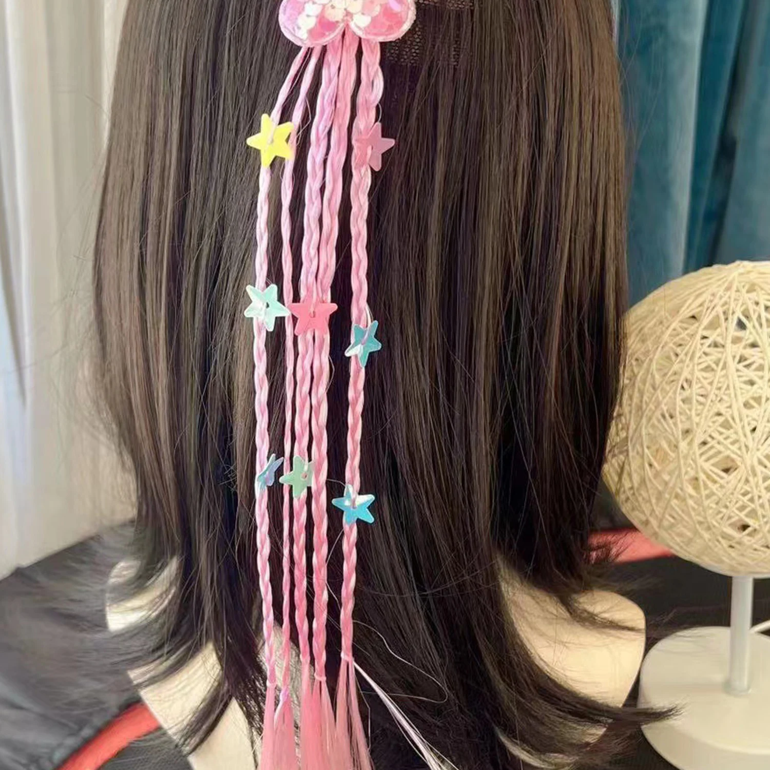

2023 New Girls Dirty Braids Colorful Twist Tie Wigs Ponytail Headbands Rubber Bands Princess Headwear Kids Hair Accessories Cute