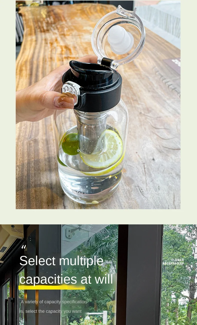 Gourde,Infuseur à thé en verre borosilicate Portable , bouteille d