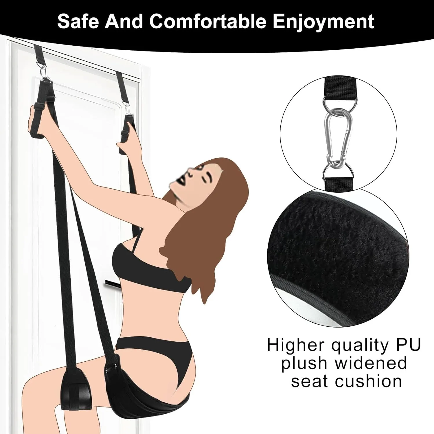 BDSM Door Sex Toys Sex Swing Bondage Leather Soft Plush Slings with Adjustable Straps Hanging Door Handcuffs Leg Restraints