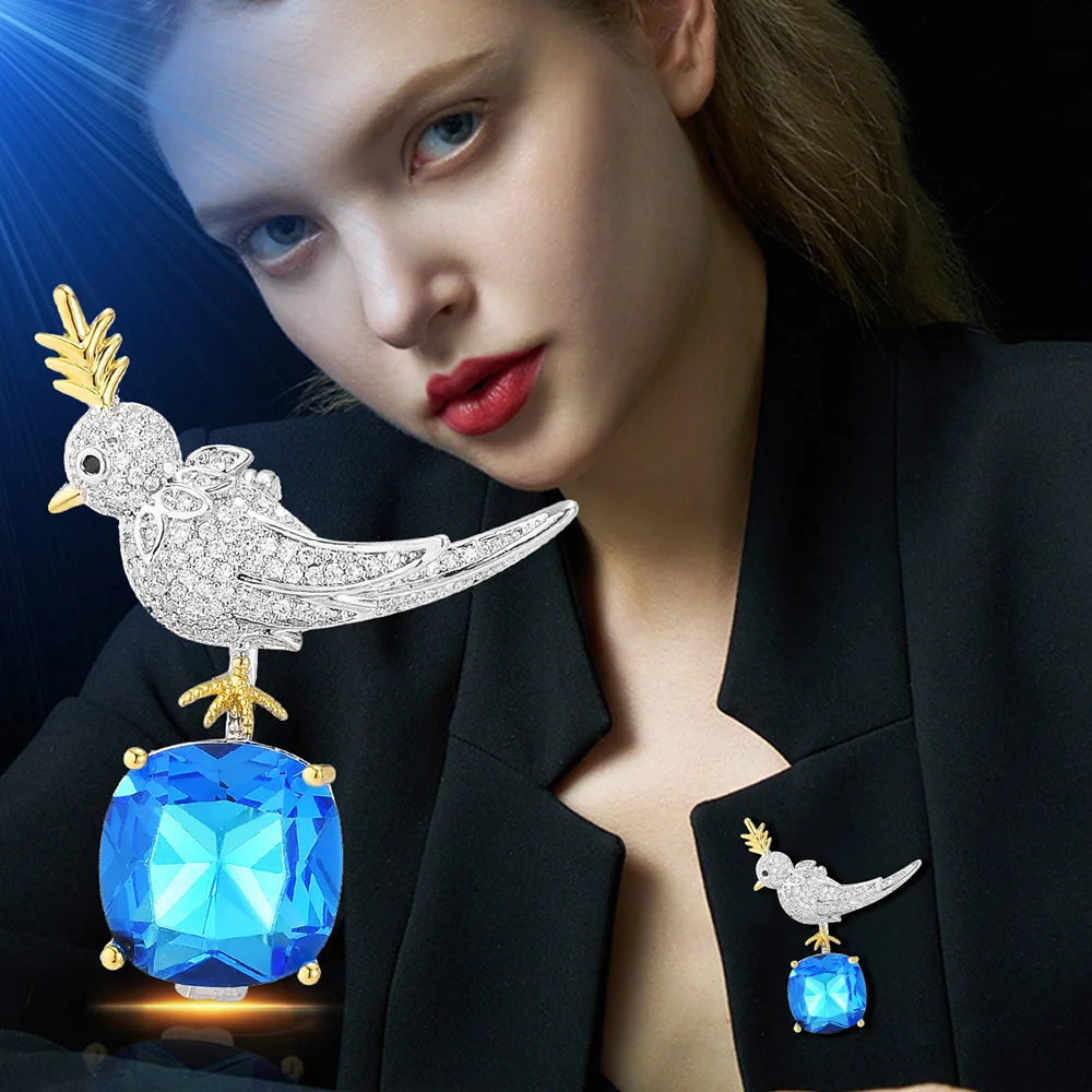 

Delicate Rhinestone Birds Sitting on Branches Brooches for Women Enamel Crystal Flying Bird Parrot Clothes Lapel Pins Jewelry