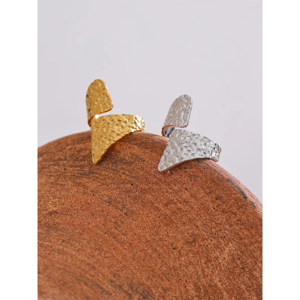 Yhpup Adjustable Stainless Steel Metal Hammer Geometric Ring