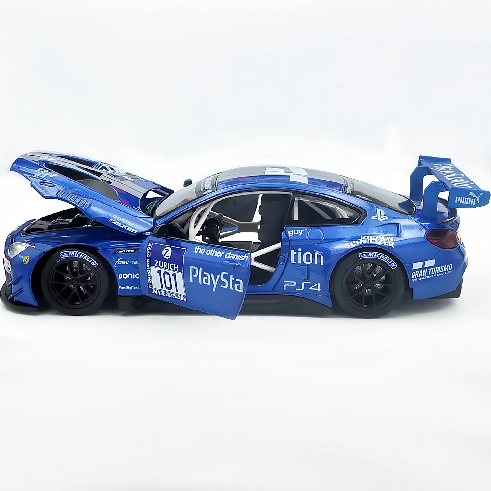 1:24 BMW M6 GT3 합금 레이싱 모델 다이 캐스팅 금속 장난감 자동차 스포츠 자동차 모델 높은 시뮬레이션 컬렉션 어린이 장난감 선물