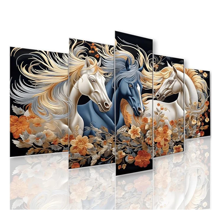 

5D алмазная вышивка, картина, абстрактные животные, лошадь, цветок, алмазная живопись, мозаика, вышивка крестиком ручной работы, подарок x 5 шт.