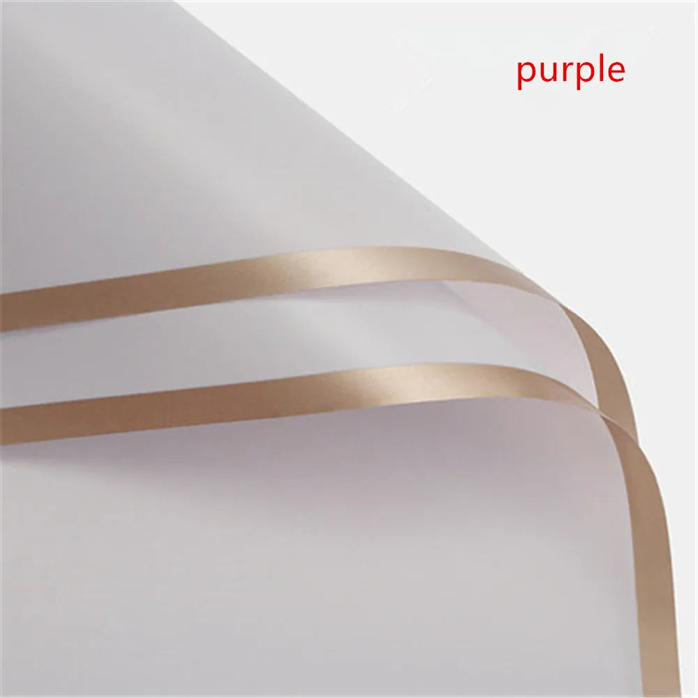 5-Pack Korean Style Gold-Trimmed Floral Bouquet Wrapping Paper