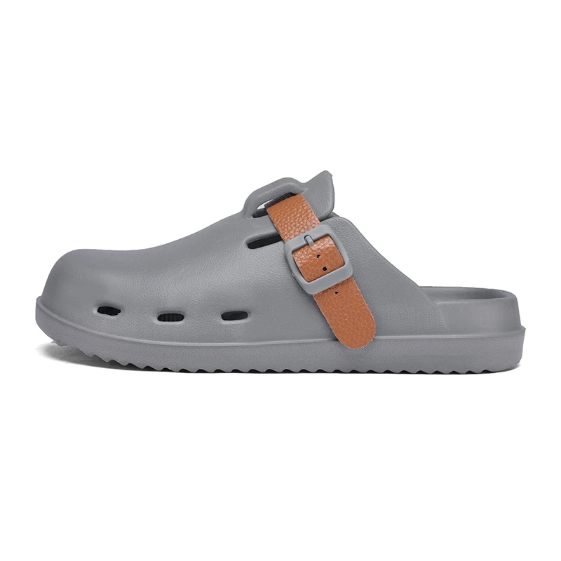 Summer Shoes for Men Lightweight EVA Sandals Solid Color Fashion Slippers for Men Anti-skid Soft Garden Clogs with Buckle Strap