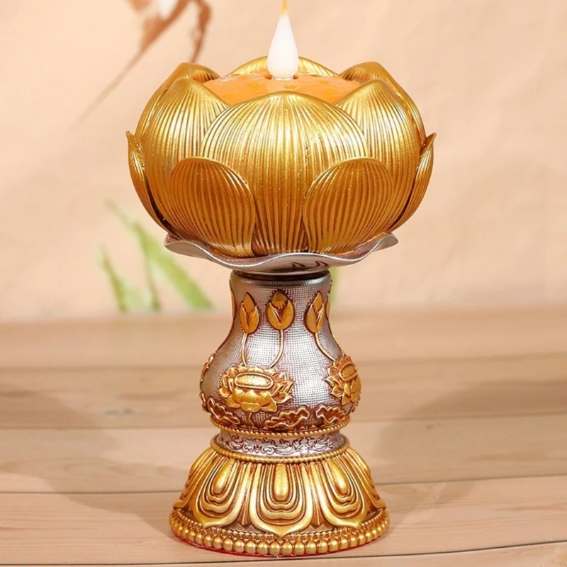 

LED Resin Lamp Tibetan Electronic Butter Lamp Buddhist Table Centerpiece Decor Drop Shipping