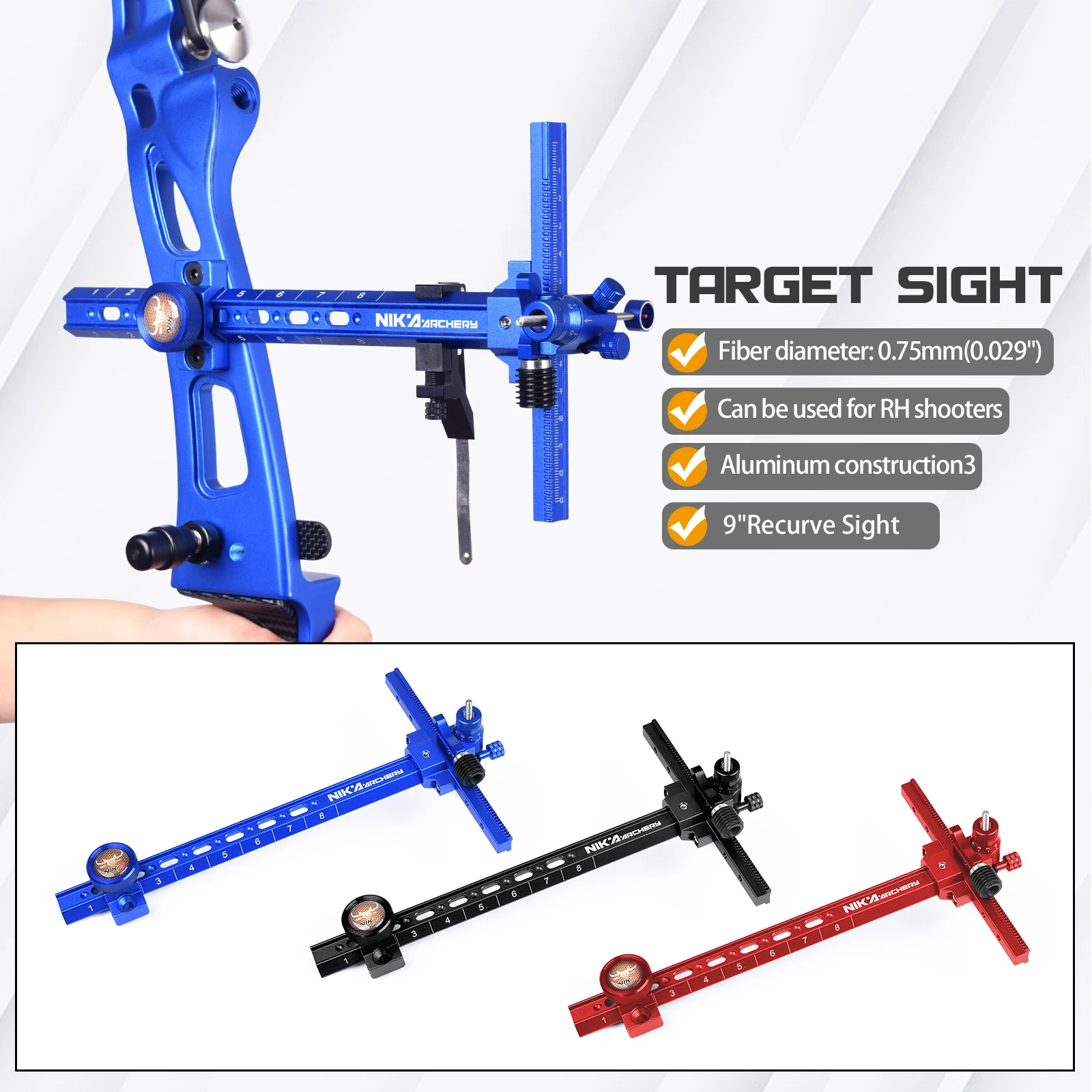 Archery Sight 6"/9" T Shape Recurve Bow Sight For Hunting Shooting 3