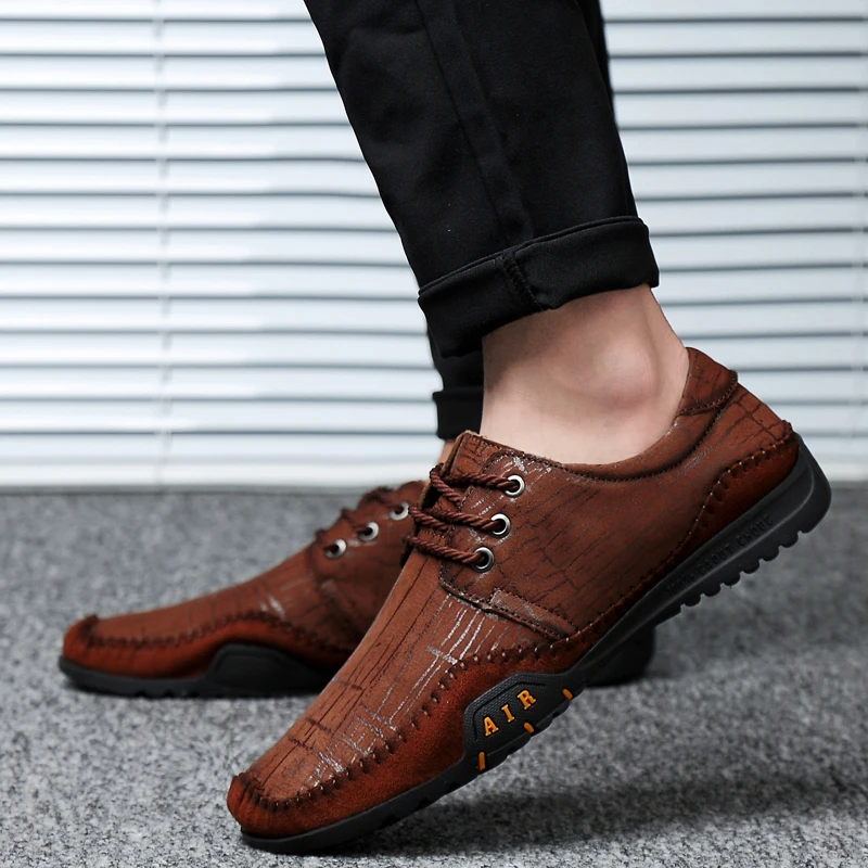 

Men's Shoes New lace up genuine Leather Korean Trend Casual Shoes All-Match Fashion Sports Shoes Canvas Shoes Men flats