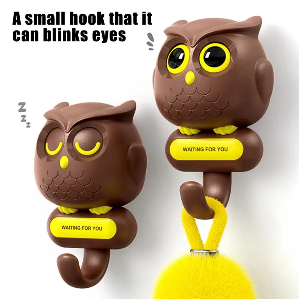 Novelty Owl Coat Hanger Charming Owl Key Hook with Automatic Eye Movement Decorative Wall Hanger for Towels Unique Office Decor