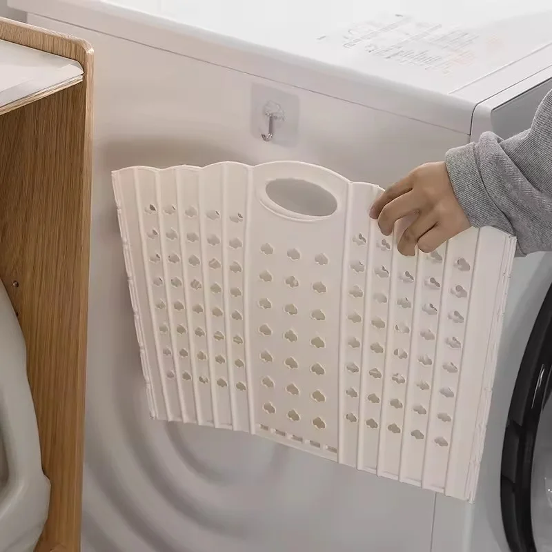 Folding Dirty Clothes Basket Plastic Hand-held Wall-mounted Clothes Storage Basket Multifunctional Portable Dirty