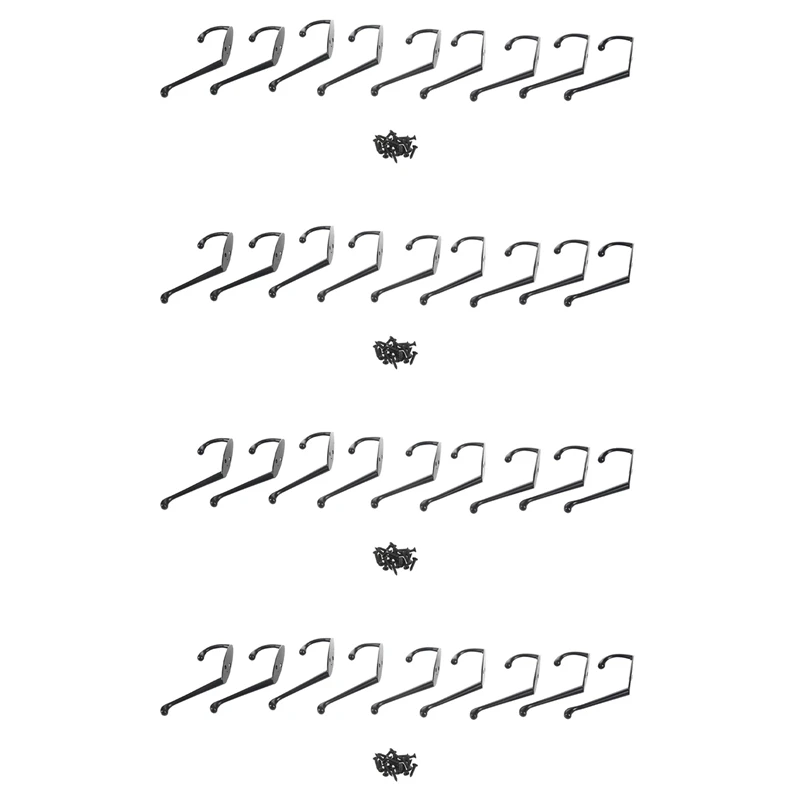 

36 Pack Heavy Duty Coat Hooks Wall Mounted For Hat Hardware Dual Prong Retro Coat Hanger With 80 Screws Black Color