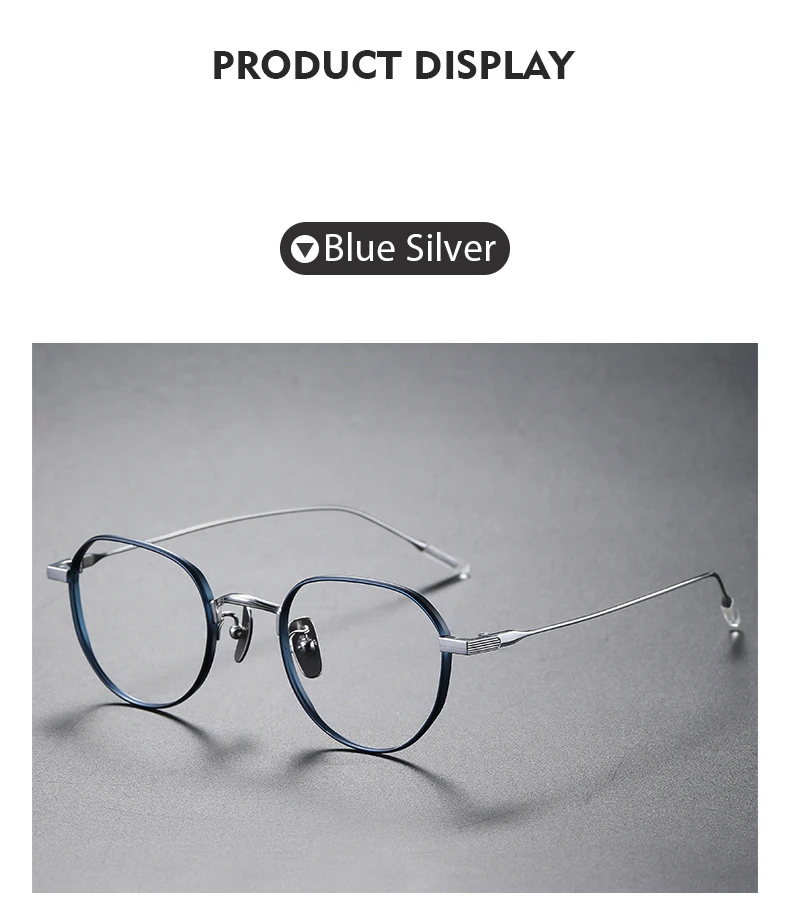 CLLOIO Reines Titan Ultraleichte Lesebrille Retro Runde Myopie Hyperopie Brille Anti Blau Licht Rezept Brillen 80803 – Detail 14