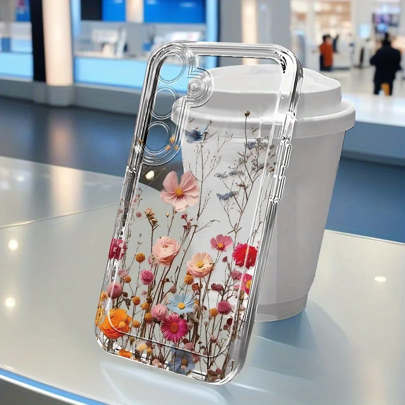 Blumenranken Transparente Hülle für Samsung S25 Ultra S26 S24 FE S23 Plus S22 S21 A56 5G A55 A54 A53 A52S A51 A36 A35 A34 A26 Schutzhülle